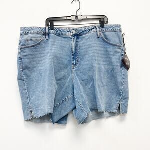 Ava & Viv Women's High Waisted Frayed Hem Bermuda Jean Shorts Size 24